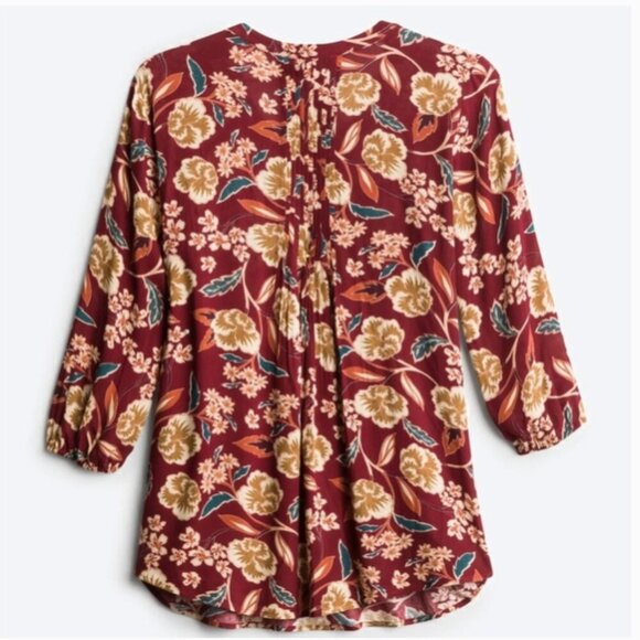 NWT StitchFix Daniel Rainn Amely Split Neck Top Burgundy Floral 2X - Picture 2 of 8